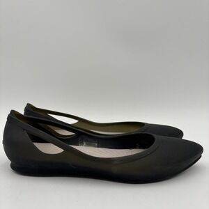 CROCS Rio Ballet Flats Womens 9 Black Jelly Pointed Slip On Shoes